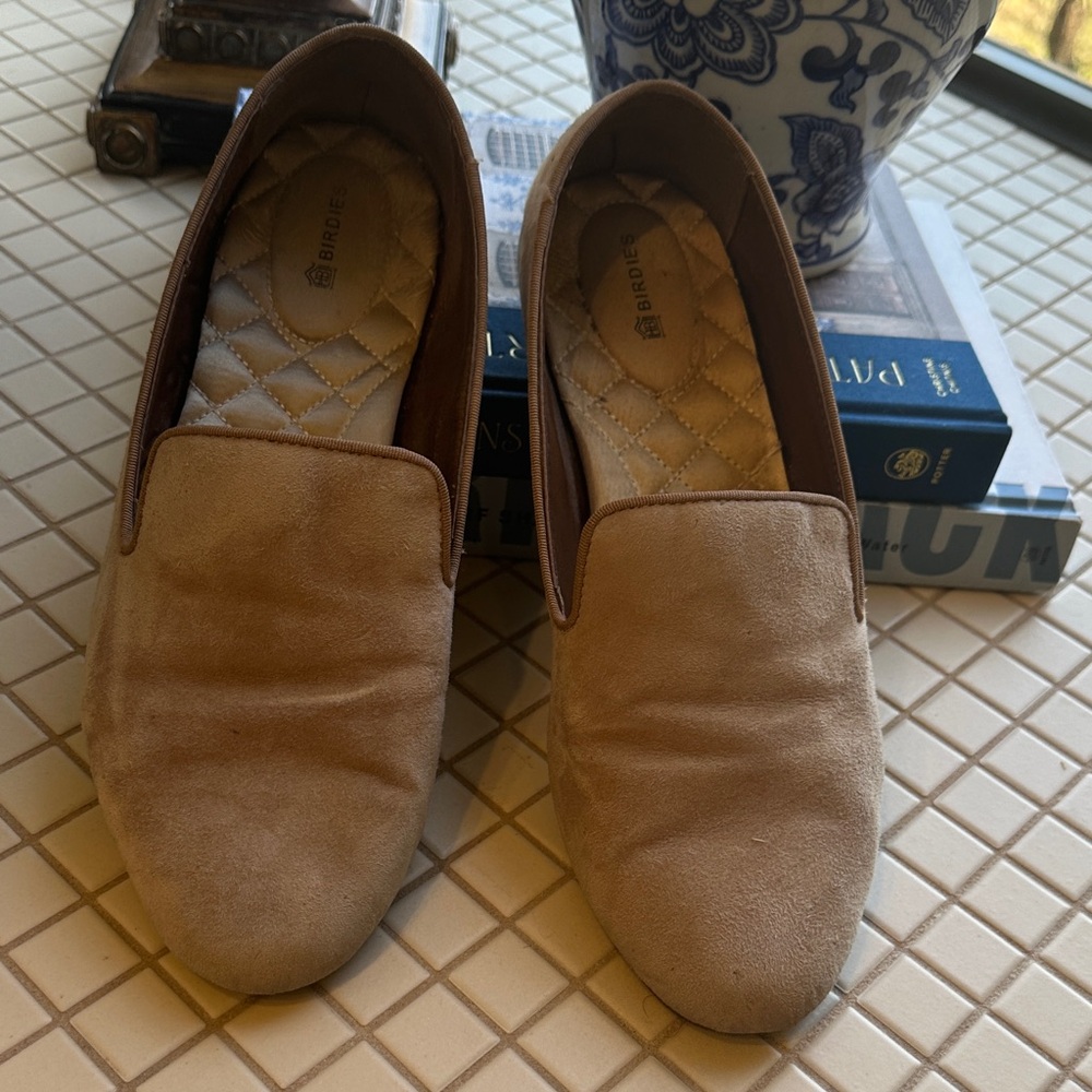 Birdies Tan Suede flats latte